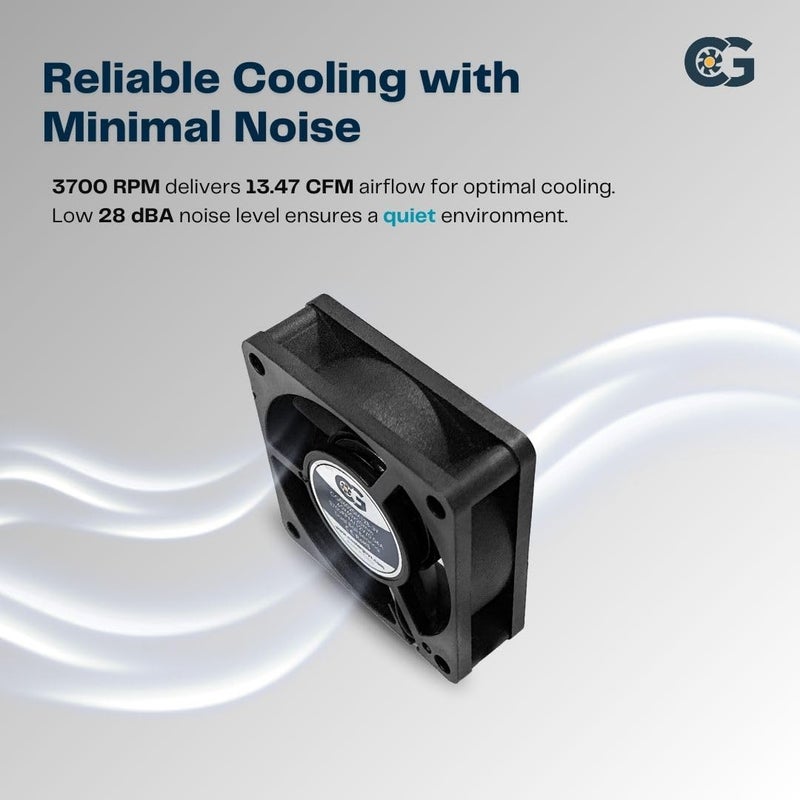 coolerguys مروحة كولر قايز ذات محمل كروي مزدوج 12 فولت 3 دبابيس (60x20 مم، سرعة متوسطة) - Image 5